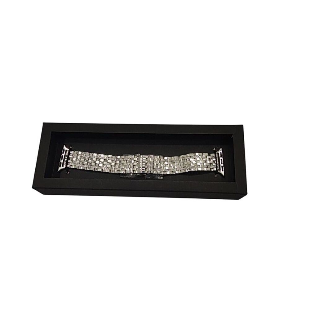 Quince Stainless Steel & Pave Bracelet Smartwatch Band Silver 38-42Mm